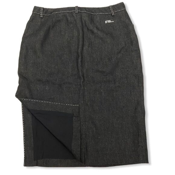 Vintage Ralph Lauren Collection Purple Label Black Linen Skirt - Picture 2 of 13